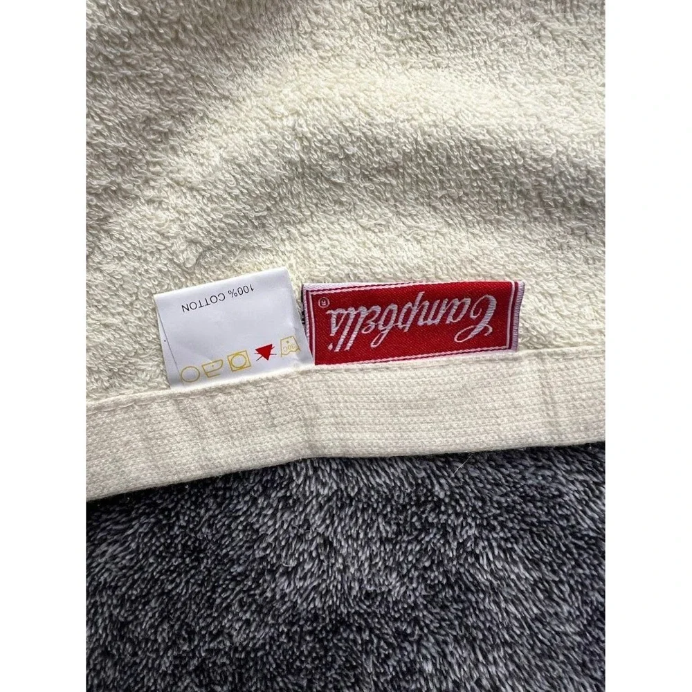 Vintage Campbells Soup Hand Towel White Red Gingham Logo Cotton Kitchen Decor